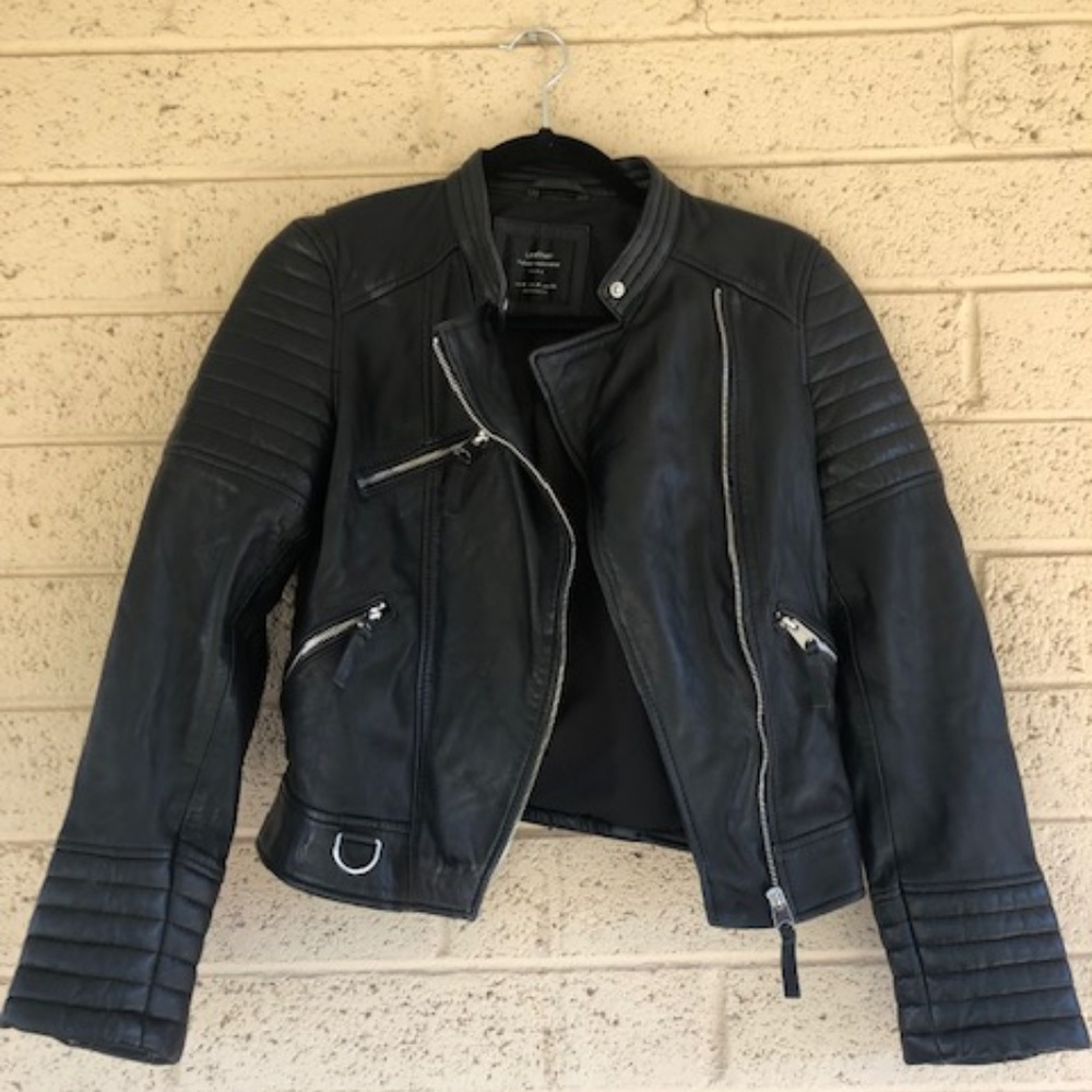 Zara Black 100% Sheep's Leather Jacket- Size M